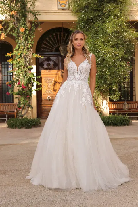 Arnolda wedding dress by Azuree Bridal, A-line, lace