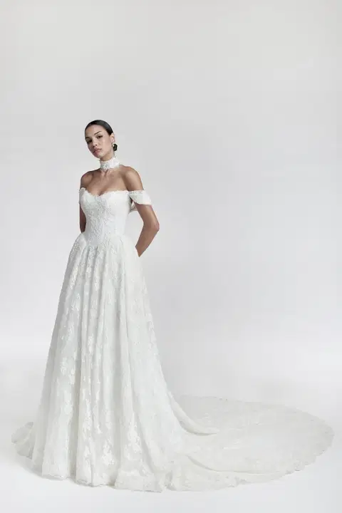 Sabina wedding dress by Josephine Scott, A-line, lace