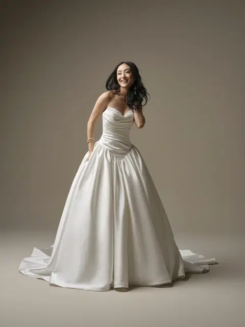Pasadena wedding dress by Maggie Sottero, ball gown, satin