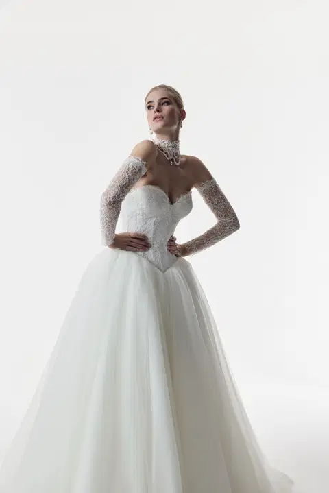 Theodora wedding dress by Josephine Scott, ball gown, lace