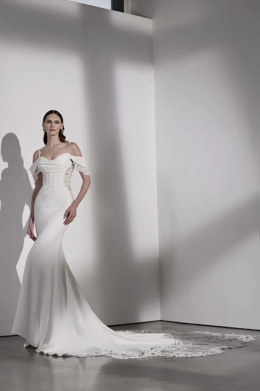 Hudson by Avenue by Josephine Scott: Mermaid silhouette, off-shoulder neckline, sleeveless, crepe