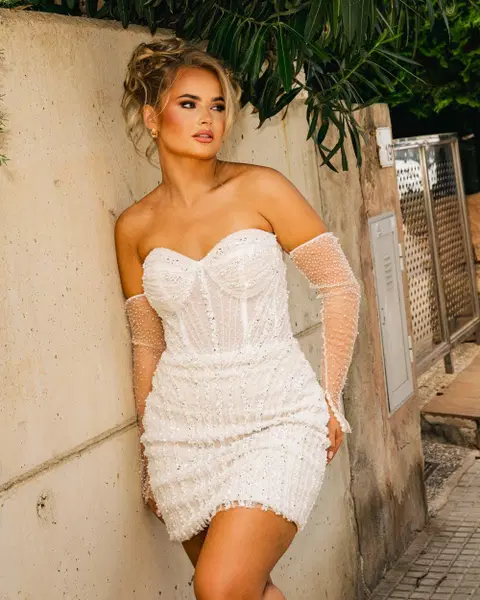 Evelyn wedding dress by Aurelle Attire, trumpet, tulle