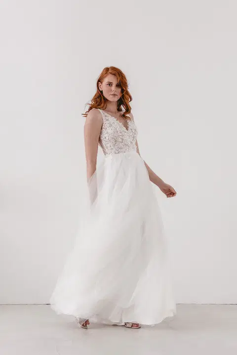 Elena wedding dress by Esther Hofmann, A-line, lace