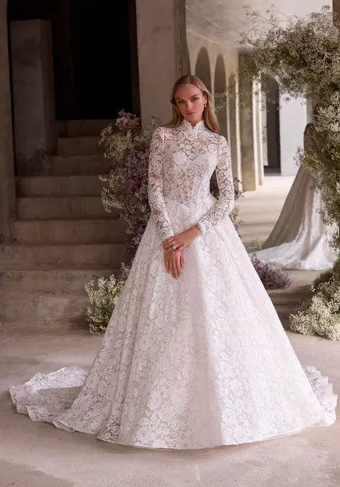 Delia wedding dress by Mori Lee, ball gown, lace