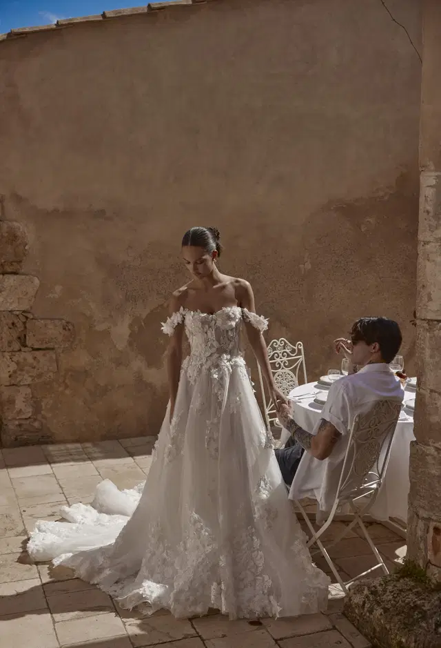 Taormina 25-004 by Ricca Sposa: A-Line silhouette, sweetheart neckline, sleeveless, lace