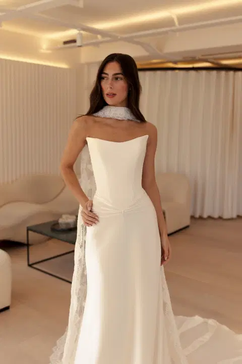 Natalie wedding dress by MWL Bride, straight, satin