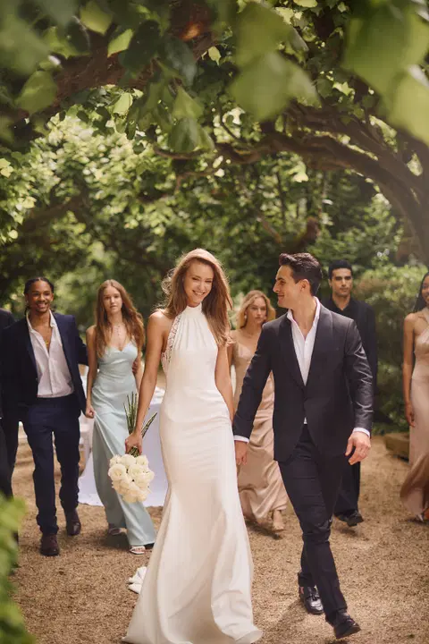 Shadow wedding dress by Eva Lendel, fit & flare, crepe