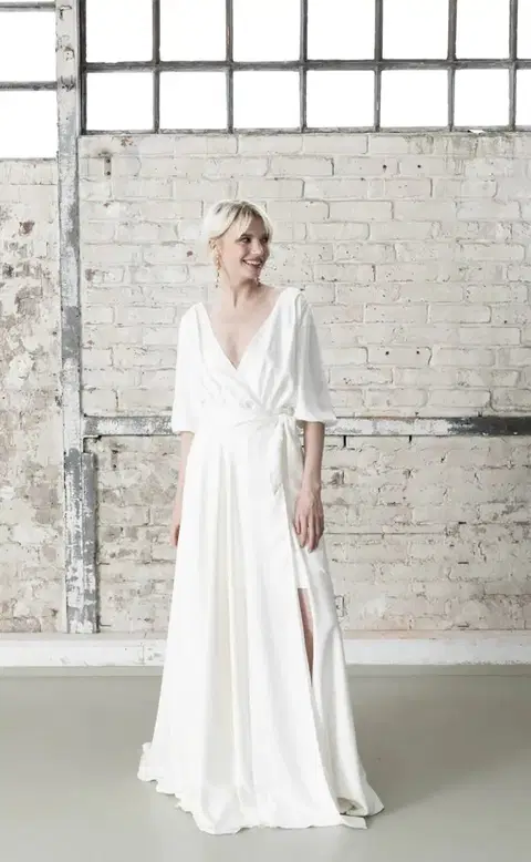 Osayi Dress & Tansila Skirt by Kisui, satin, V-neck