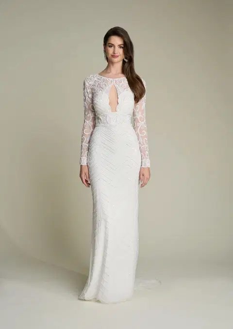 Rhapsody wedding dress by Eliza Jane Howell, trumpet, tulle