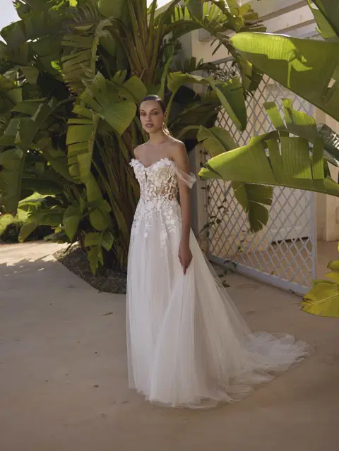 Greyson wedding dress by Modeca Bridal, A-line, lace