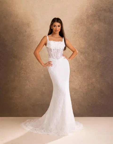 Style RB4253 wedding dress by Rachel Allan, trumpet, lace