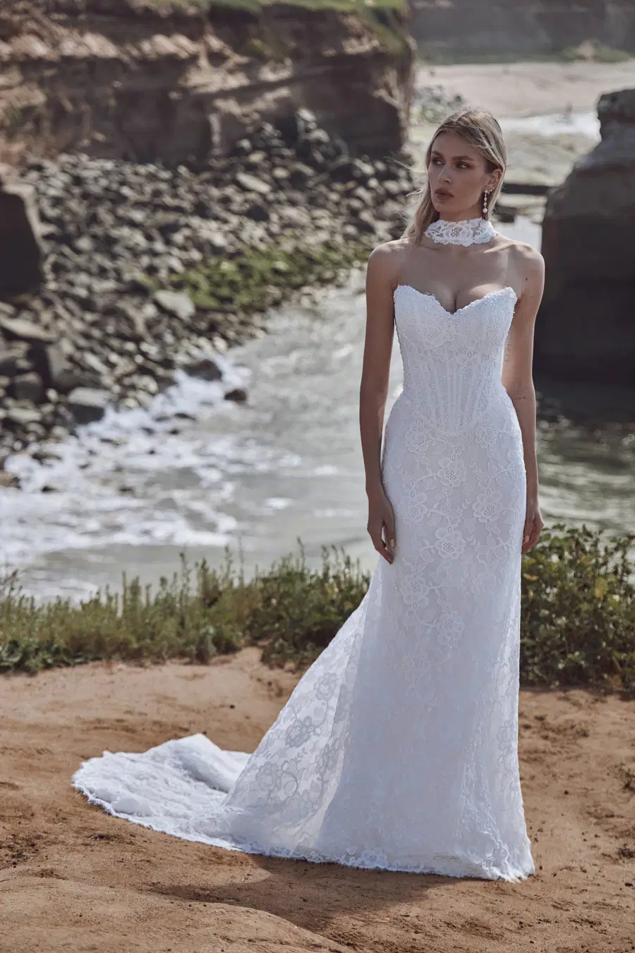126258 Allegra by Calla Blanche: Trumpet silhouette, sweetheart neckline, sleeveless, lace