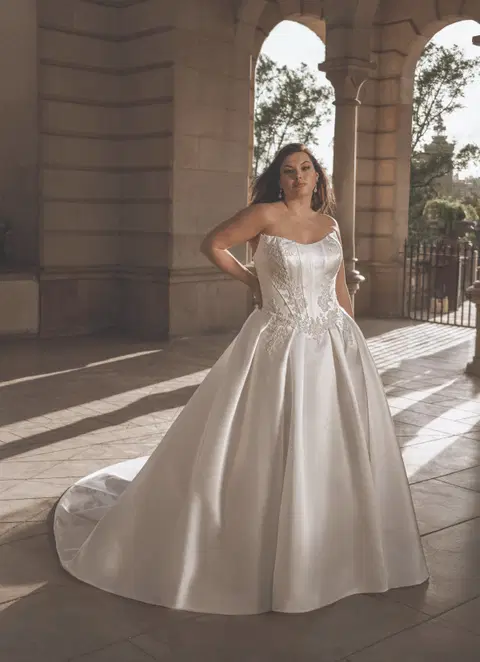 Geneva wedding dress by Portrait, ball gown, satin