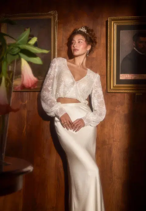 Bella Topper wedding dress by Catherine Deane, straight, lace