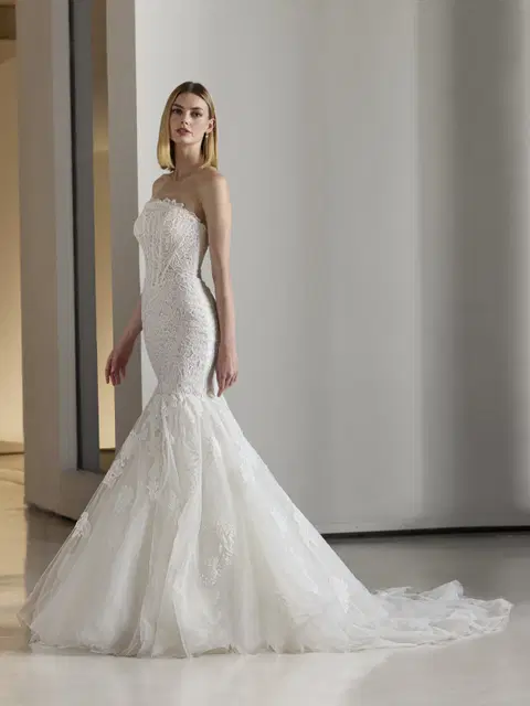 Palmer wedding dress by Pronovias, mermaid, lace