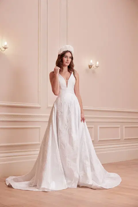 Phoebe wedding dress by Josephine Scott, A-line, mikado