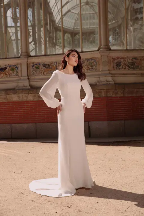 Style TO-2042T wedding dress by Agnes, trumpet, satin