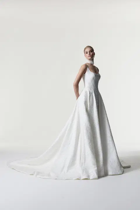Penelope wedding dress by Josephine Scott, A-line, jacquard