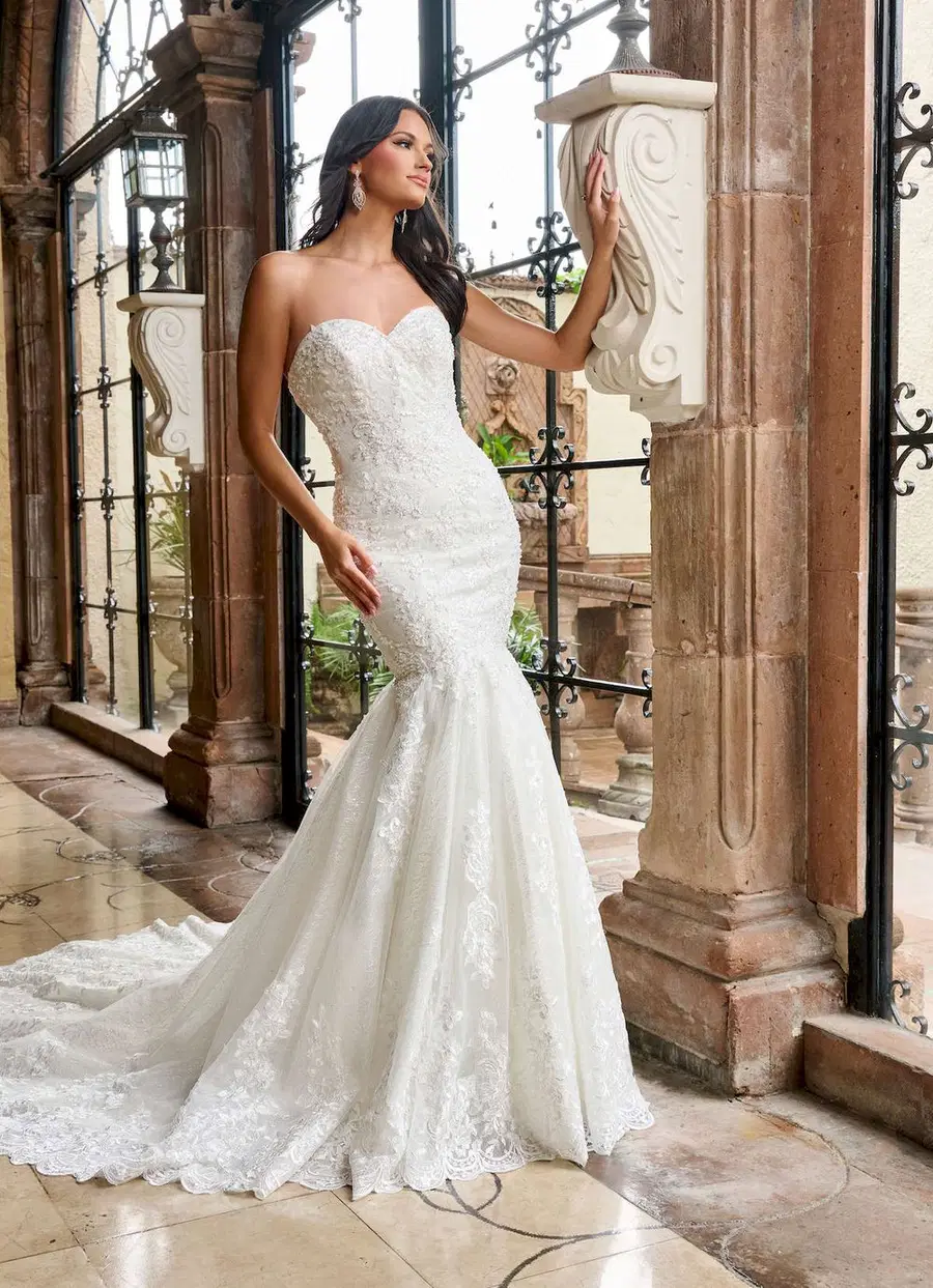RB4200 by Rachel Allan: Mermaid silhouette, sweetheart neckline, sleeveless, lace