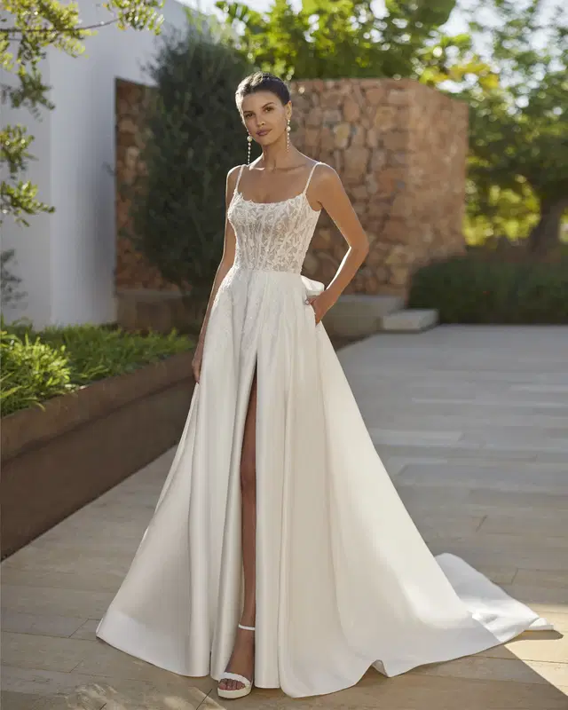 Soraya by Adriana Alier: Ball Gown silhouette, scoop neckline, sleeveless, satin