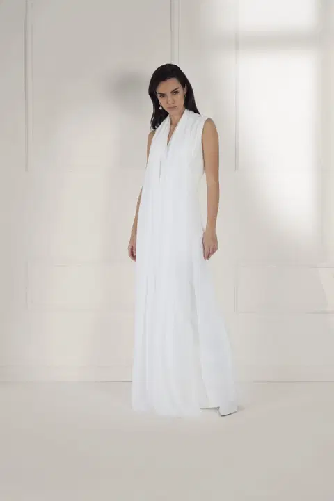 Ila wedding dress by Serravalle, jumpsuit, crepe