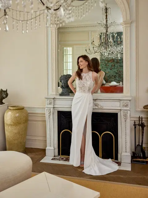 Remy wedding dress by Adore, lace, high / halter